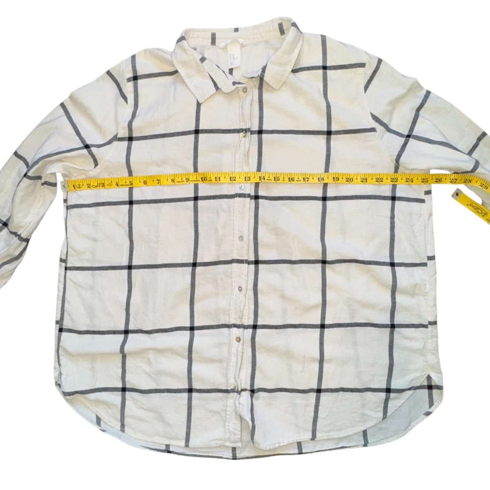 Off White Plaid Button Down - image 7